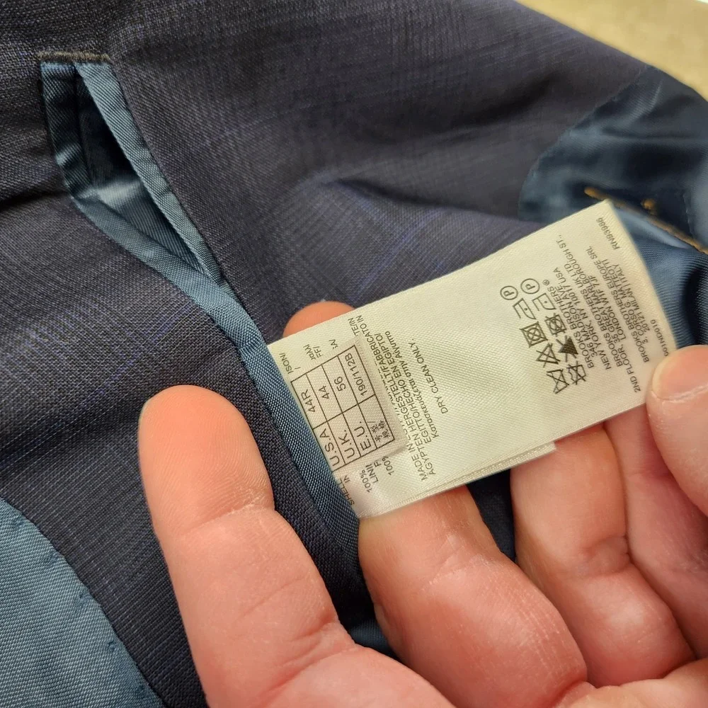 Brooks‎ Brothers Blazer Men 44R Blue Plaid Tollegno Wool Regent Fit *READ
